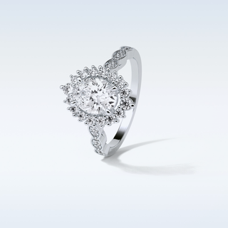 1.33 CT Halo & Pave Engagement Ring Featuring Oval Moissanite