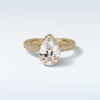 3.09 CT Pave Engagement Ring Featuring Pear Moissanite
