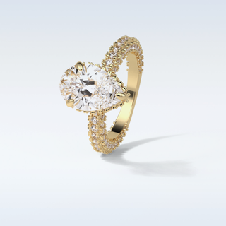 3.09 CT Pave Engagement Ring Featuring Pear Moissanite
