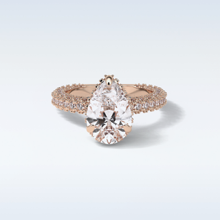 3.09 CT Pave Engagement Ring Featuring Pear Moissanite