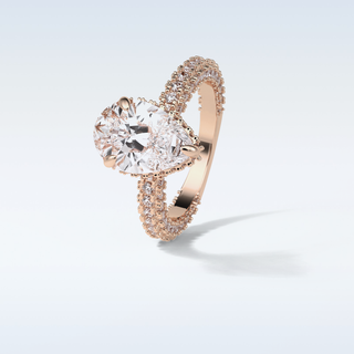 3.09 CT Pave Engagement Ring Featuring Pear Moissanite