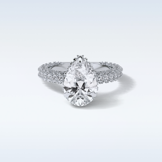 3.09 CT Pave Engagement Ring Featuring Pear Moissanite