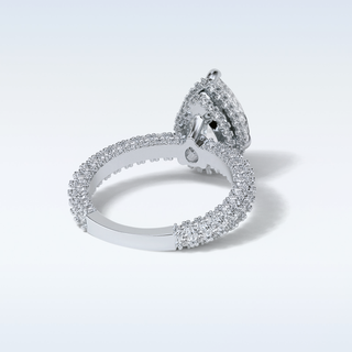 3.09 CT Pave Engagement Ring Featuring Pear Moissanite