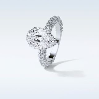 3.09 CT Pave Engagement Ring Featuring Pear Moissanite
