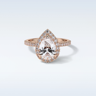 1.93 CT Halo Engagement Ring Featuring Pear Moissanite