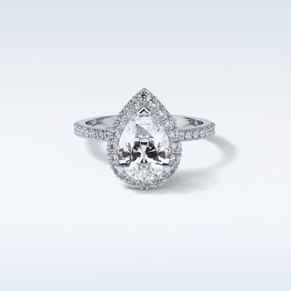 1.93 CT Halo Engagement Ring Featuring Pear Moissanite