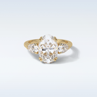 3.75 CT 3 Stone Engagement Ring Featuring Oval Moissanite