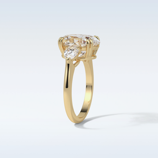 3.75 CT 3 Stone Engagement Ring Featuring Oval Moissanite