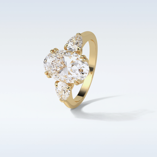 3.75 CT 3 Stone Engagement Ring Featuring Oval Moissanite