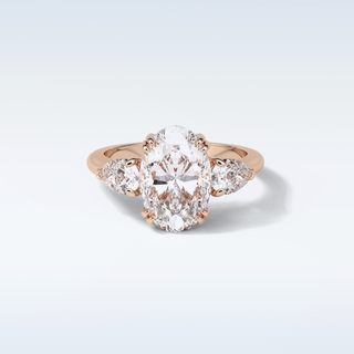 3.75 CT 3 Stone Engagement Ring Featuring Oval Moissanite
