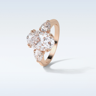 3.75 CT 3 Stone Engagement Ring Featuring Oval Moissanite