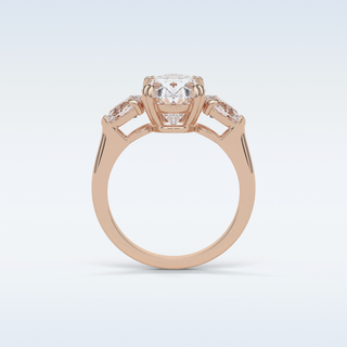 3.75 CT 3 Stone Engagement Ring Featuring Oval Moissanite