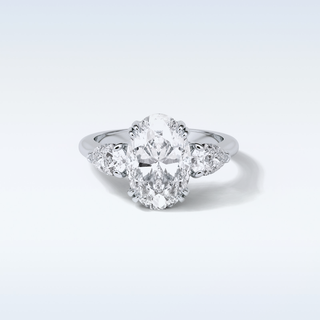 3.75 CT 3 Stone Engagement Ring Featuring Oval Moissanite