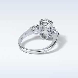 3.75 CT 3 Stone Engagement Ring Featuring Oval Moissanite