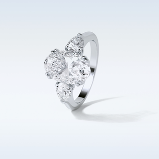 3.75 CT 3 Stone Engagement Ring Featuring Oval Moissanite