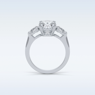 3.75 CT 3 Stone Engagement Ring Featuring Oval Moissanite