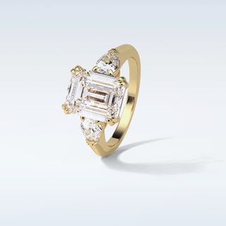 3.24 CT 3 Stone Engagement Ring Featuring Emerald Moissanite