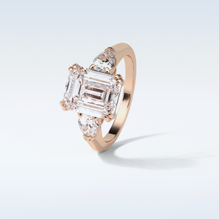 3.24 CT 3 Stone Engagement Ring Featuring Emerald Moissanite