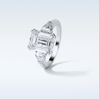 3.24 CT 3 Stone Engagement Ring Featuring Emerald Moissanite