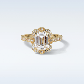 1.6 CT Halo Engagement Ring Featuring Emerald Moissanite