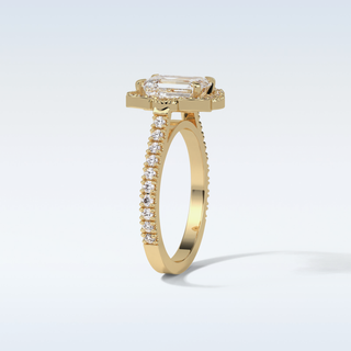 1.6 CT Halo Engagement Ring Featuring Emerald Moissanite