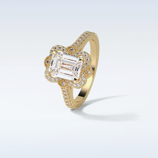 1.6 CT Halo Engagement Ring Featuring Emerald Moissanite