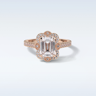 1.6 CT Halo Engagement Ring Featuring Emerald Moissanite