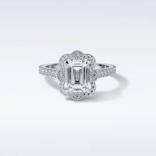 1.6 CT Halo Engagement Ring Featuring Emerald Moissanite