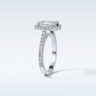 1.6 CT Halo Engagement Ring Featuring Emerald Moissanite