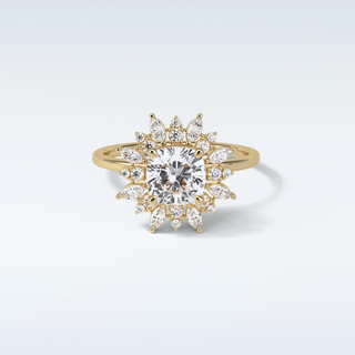 1.21 CT Cluster Engagement Ring Featuring Cushion Moissanite