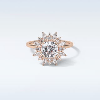 1.21 CT Cluster Engagement Ring Featuring Cushion Moissanite