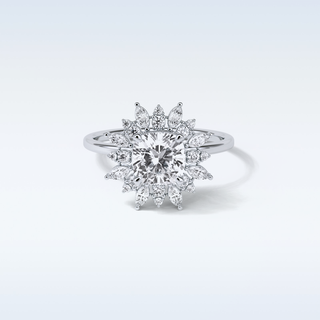 1.21 CT Cluster Engagement Ring Featuring Cushion Moissanite