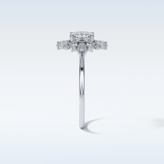 1.21 CT Cluster Engagement Ring Featuring Cushion Moissanite