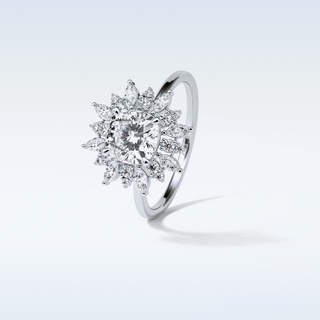 1.21 CT Cluster Engagement Ring Featuring Cushion Moissanite
