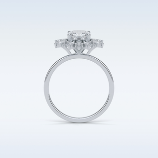 1.21 CT Cluster Engagement Ring Featuring Cushion Moissanite