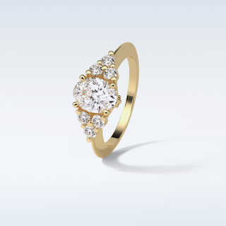 1.33 CT Cluster Engagement Ring Featuring Oval Moissanite