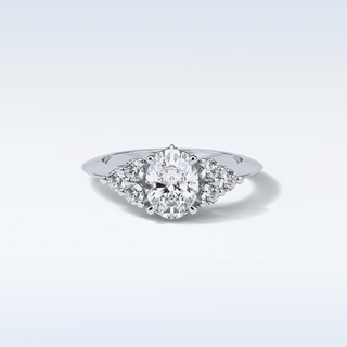 1.33 CT Cluster Engagement Ring Featuring Oval Moissanite