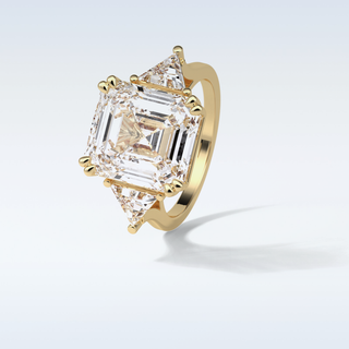 7.02 CT 3 Stone Engagement Ring Featuring Asscher Moissanite 13