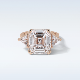 7.02 CT 3 Stone Engagement Ring Featuring Asscher Moissanite 15