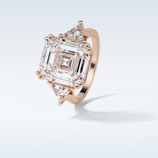 7.02 CT 3 Stone Engagement Ring Featuring Asscher Moissanite 20