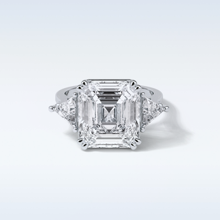 7.02 CT 3 Stone Engagement Ring Featuring Asscher Moissanite 1