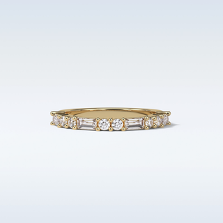 0.64 TCW Half Eternity Wedding Band Featuring Baguette & Round Moissanite 8