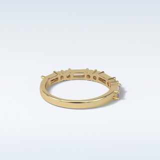 0.64 TCW Half Eternity Wedding Band Featuring Baguette & Round Moissanite 9
