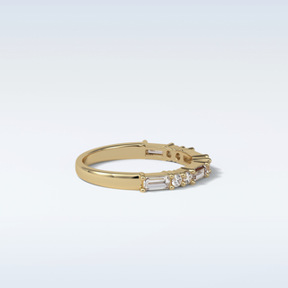 0.64 TCW Half Eternity Wedding Band Featuring Baguette & Round Moissanite 10