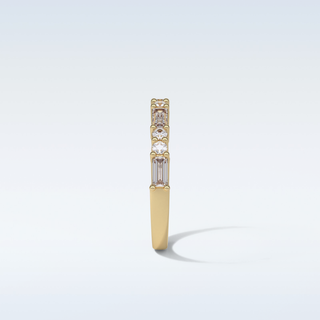 0.64 TCW Half Eternity Wedding Band Featuring Baguette & Round Moissanite 11