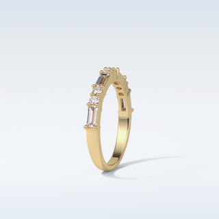 0.64 TCW Half Eternity Wedding Band Featuring Baguette & Round Moissanite 13