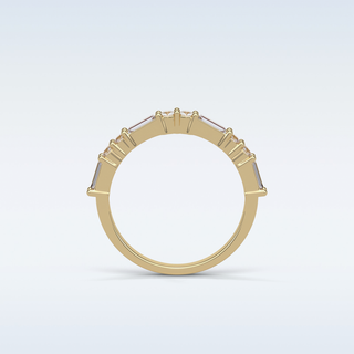 0.64 TCW Half Eternity Wedding Band Featuring Baguette & Round Moissanite 14