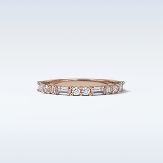 0.64 TCW Half Eternity Wedding Band Featuring Baguette & Round Moissanite 15