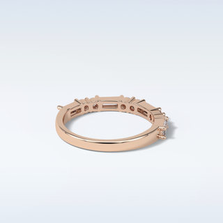 0.64 TCW Half Eternity Wedding Band Featuring Baguette & Round Moissanite 16