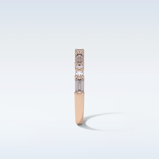 0.64 TCW Half Eternity Wedding Band Featuring Baguette & Round Moissanite 18